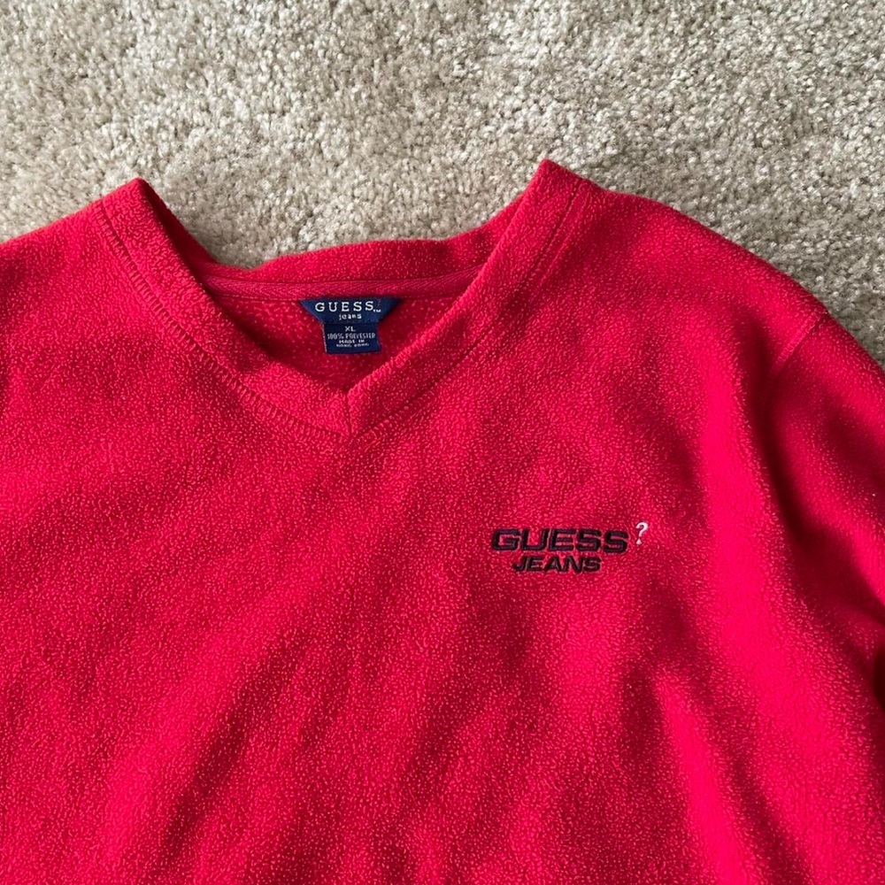 Guess Vibrant Red V-Neck Pullover